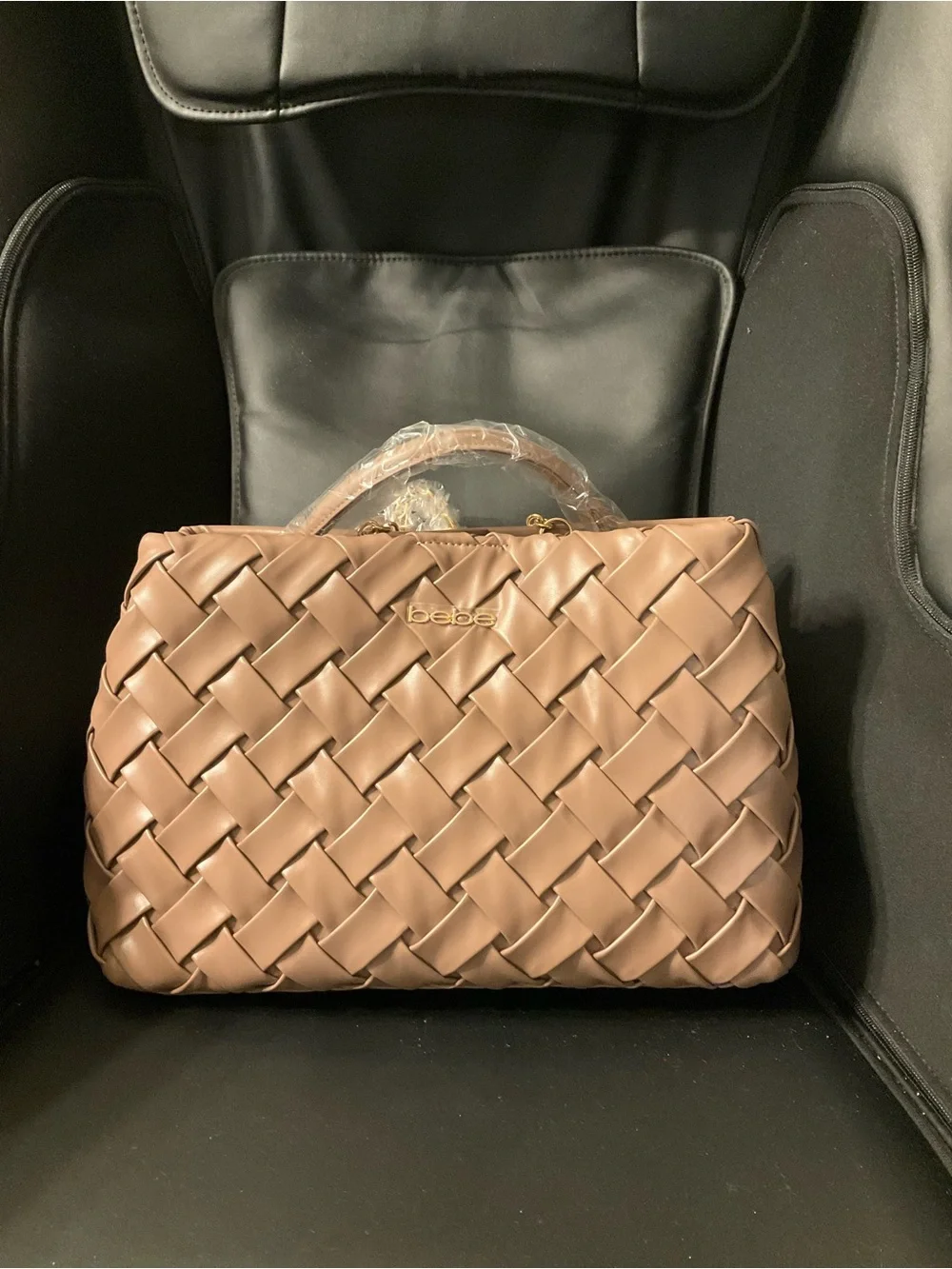 bebe Brown Woven Top-Handle Satchel